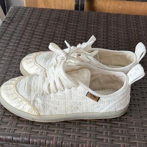 Fendi Cream Textured Sneakers